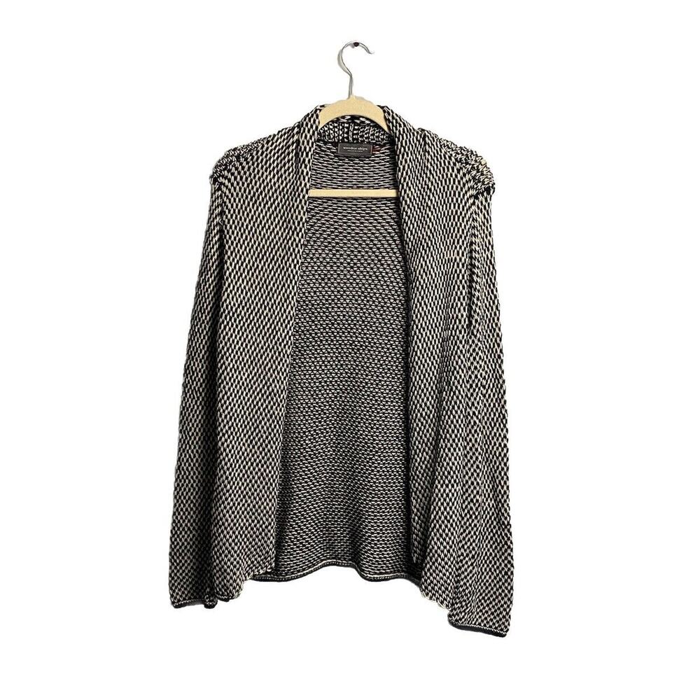 Wooden‎ Ships Women’s Knit Cardigan Size Medium/Large Geometric Navy White Open